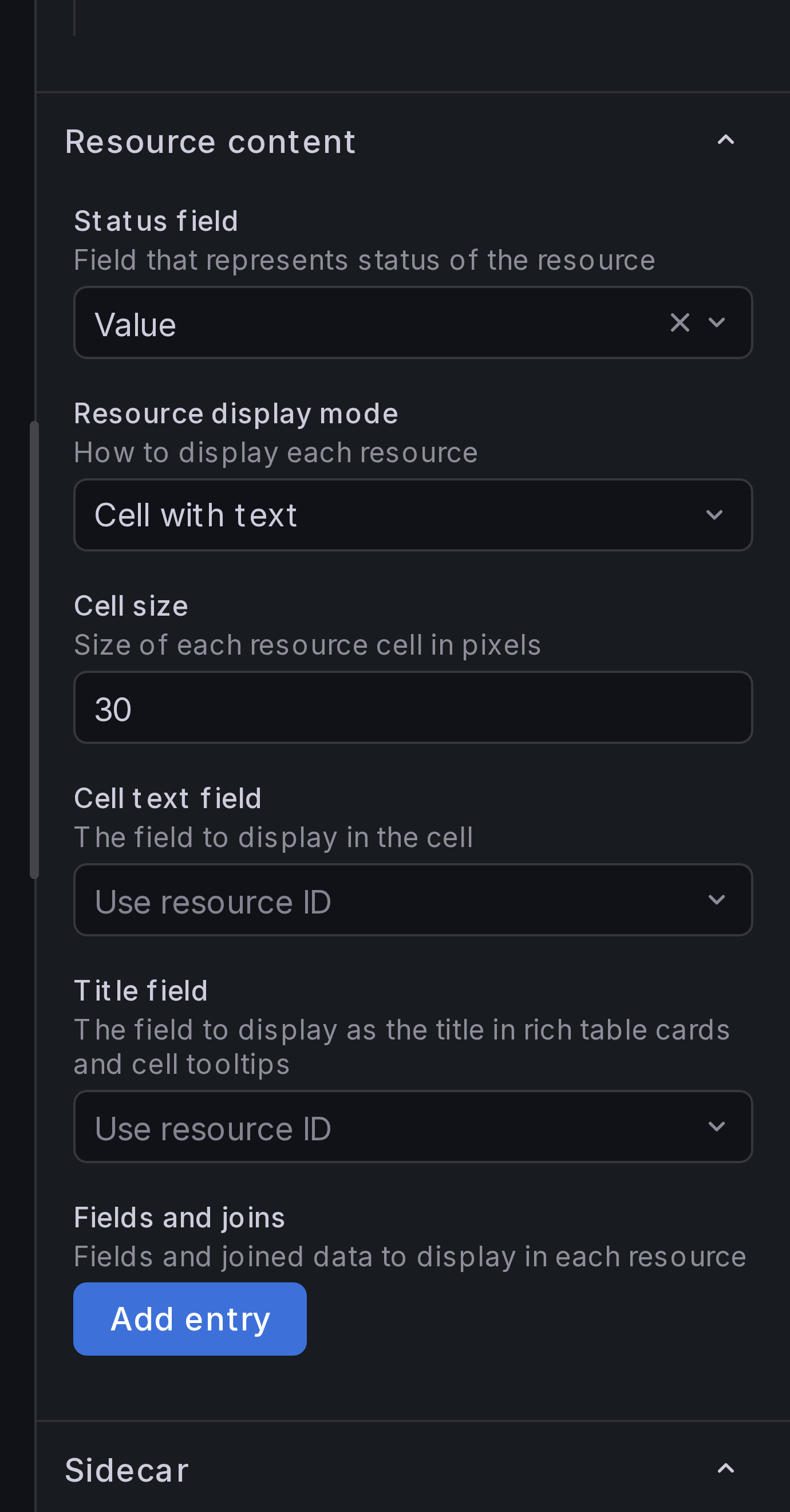 Resource content settings