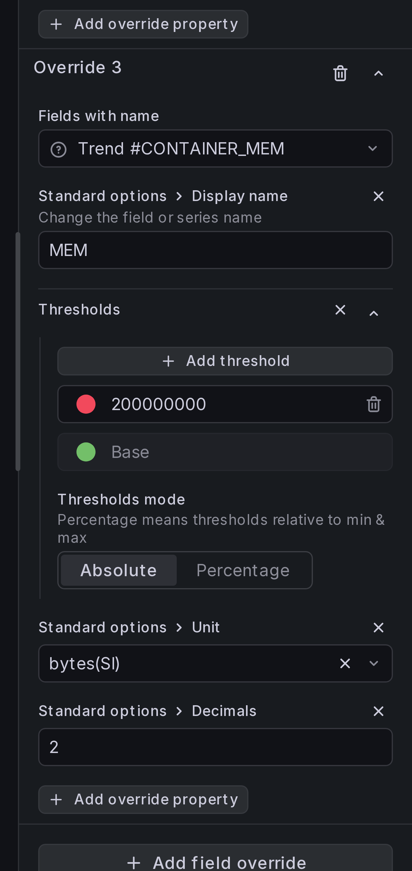 Thresholds for container memory