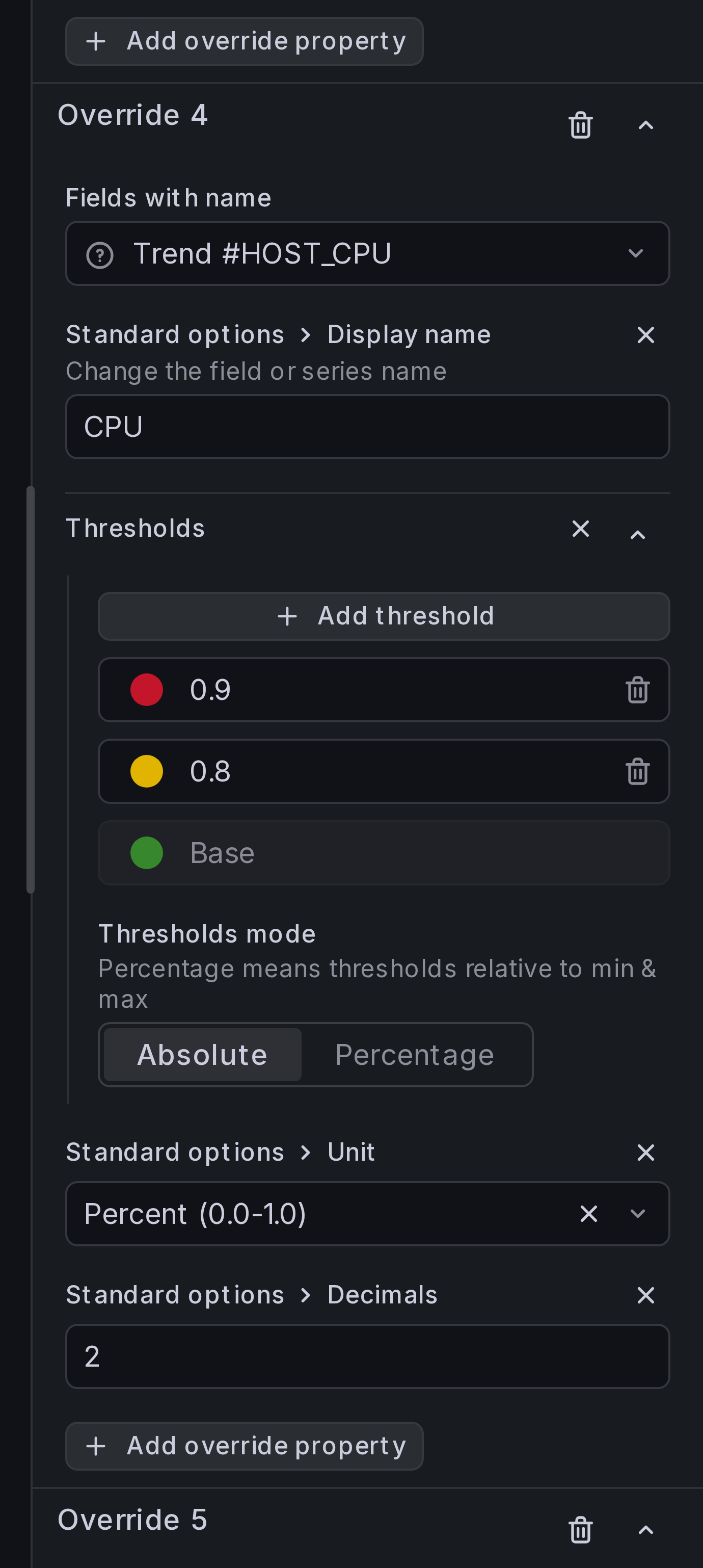 Field override for CPU