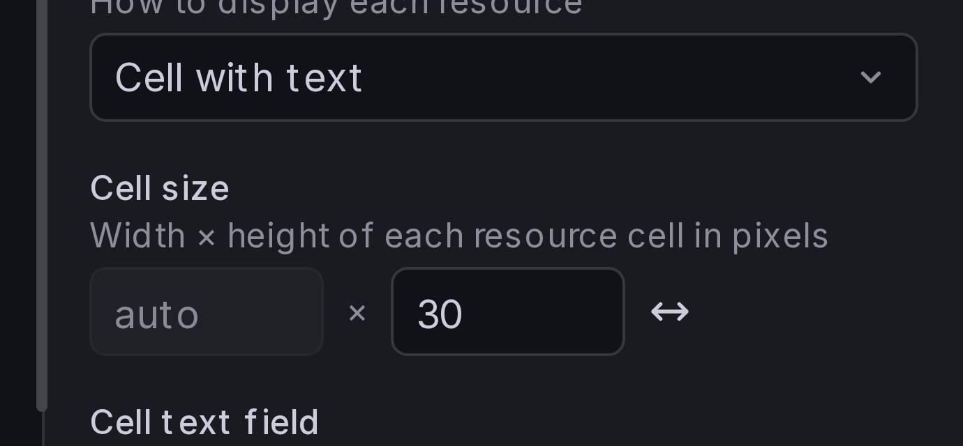 Cell size control showing auto-fit mode